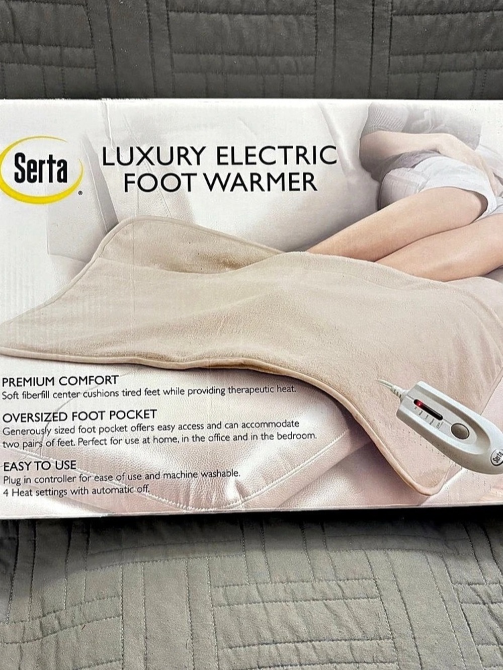 Serta Luxury Electric Foot Warmer Temp Settings Auto Shut-Off 35"x20" Natural